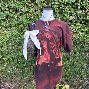 The Mountain Red and Black Dragon T-Shirt Dress